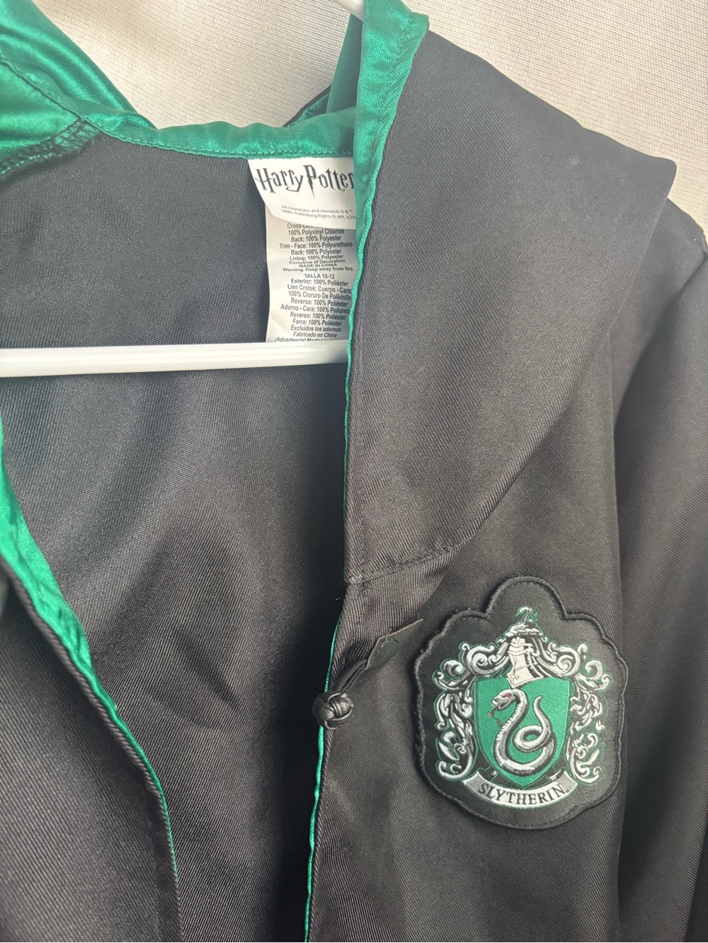 Warner Bros. Harry Potter Slytherin Black Robe with Emerald Green Trim